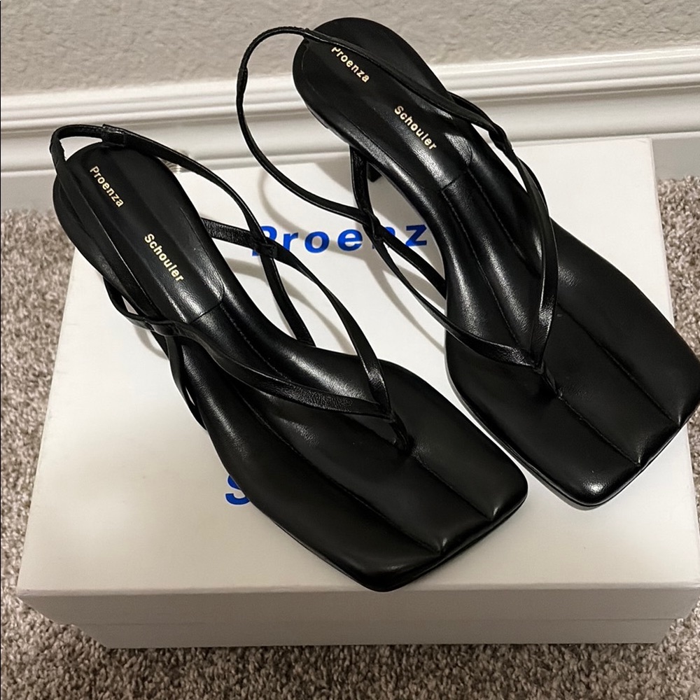 Proenza Schouler Black Leather Strappy Sandals